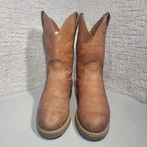 Georgia Farm and Ranch Men's Size 7D Brown Leather Pull on Welington Boots G5814 - Picture 2 of 10